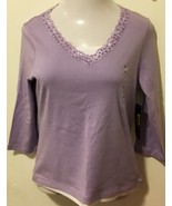 Jones New York Signature Womens Petite Shirt with Glitter Large - $131.09 MXN
