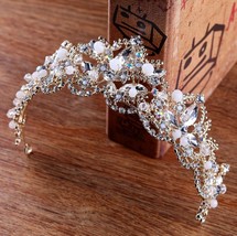 2021 New Arrival  Baroque Gold Bride Crystal AB Hairbands Rhinestone Pageant Bri - £14.01 GBP
