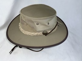 Barmah Used Khaki Canvas Drover Airflow Hat Used - 24” Around Head - £23.73 GBP