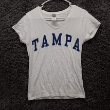 Tampa Florida Shirt Women Small White Casual Short Sleeve Scooped V Neck - $8.57