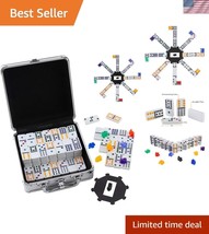Double 12 Colored Dot Dominoes Mexican Train Game with Aluminum Case - 9... - $42.00