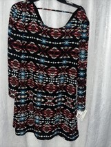 Speechless Women&#39;s Dress Tunic Black w/ Aztec Print Size Large - £5.35 GBP