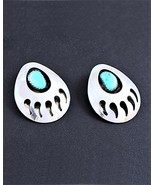 Smithsonian Navajo Bear Claw Silver Clip Earrings with Turquoise - $942.21 MXN
