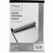 Mead Ruled Writing Tablet, 100-Sheets, 6&quot; x 9&quot; (Pack of 6) - £26.45 GBP