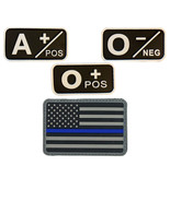 Blood Type A O negative Positive and Thin Blue Line USA Flag morale patch - £7.90 GBP