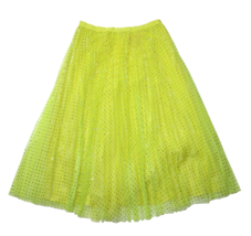 NWT J.Crew Tulle A-line Midi in Lemon Blue Metallic Glitter Dot Pleated Skirt 6 - £56.05 GBP