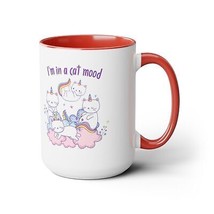 cat mood funny gift Two-Tone Coffee Mugs, 15oz animal lovers unicorn humor - £18.04 GBP