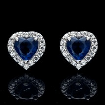 1Ct Heart Blue Simulated Sapphire Studs Earring  Gold Plated 925 Silver - £3.97 GBP