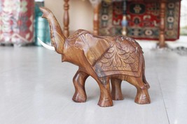 Hand Carved Elephant Vintage Wood Elephant Carving Africa Asian Elephant, Home D - £55.04 GBP