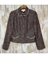 Liz Claiborne Size 10 Blazer Jacket Women Brown Ivory - $28.75