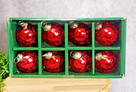 Red Crackle Kugel Style Heavyweight Glass Christmas Ornaments Gold 2.5” Set 8 - £29.00 GBP