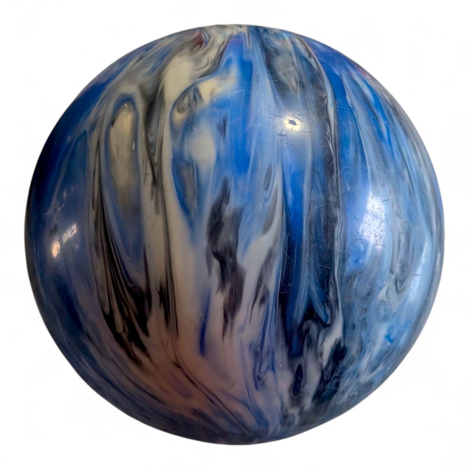 VTG Ebonite Zoom Glow 10 LB Bowling Ball Blue Black White Swirl Made in USA Item image 8