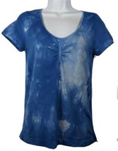 Apostrophe Short Sleeve Top Blue White Tie Dye Medium Women - $15.27