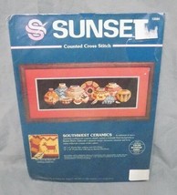 Sealed Sunset Southwest Ceramics Cross Stitch 1994 Kit Native American Pottery  - £15.32 GBP