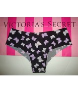 VICTORIA&#39;S SECRET &quot;PINK&quot; NO SHOW CHEEKSTER PANTY BLACK  PURPLE BUTTERFLY... - $234.02 MXN