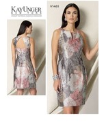 KAY UNGER Watercolor Floral Pleated Princess Seam Sheath Dress Sz 4 - €21,40 EUR