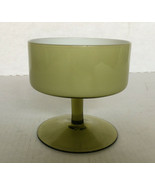 vintage light green footed compote candy dish milk glass lined decorativ... - $19.75