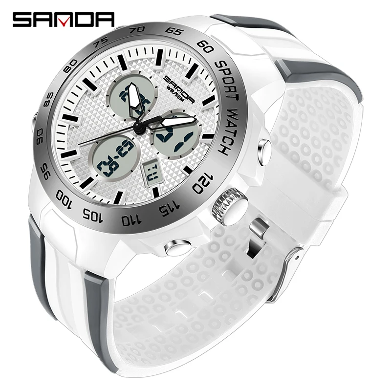 Military Men&#39;s Quartz Watch LED Digital Watch Men Fashion Waterproof Whi... - £22.82 GBP