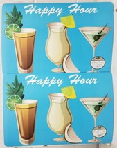 Set Of 2 Vinyl/Foam Back Placemats(12&quot;X18&quot;)Cocktail Drinks On Blue Happy Hour Bh - £20.83 GBP