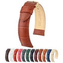 Hirsch Duke Leather Watch Strap - Golden Brown - M - 18mm - Shiny Gold BuckleG B - £46.87 GBP