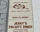 Front Strike Matchbook Cover Jerry’s Tri-City Diner Clearwater FL  gmg  ... - $12.38