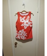Lands&#39; End Size 14 Women’s High Neck Tankini Swim Top Floral Orange Whit... - $33.80 CAD