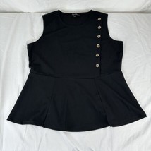 Lily Morgan Peplum Style Shirt Top Sleeveless Sz XL Stretch Black Button... - £21.78 GBP