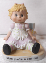 Unbranded Vtg Sitting Girl Rag Doll Mom You&#39;re A Real Doll Porcelain Figurine - £12.73 GBP