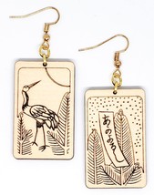 Hanafuda Style Earrings - Japanese Playing Cards - Wood - £12.74 GBP