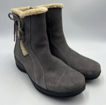 Clarks Bendables Ankle Boots Size 5.5M Gray Suede Leather Side Zip Lace Up 35615 - £16.07 GBP