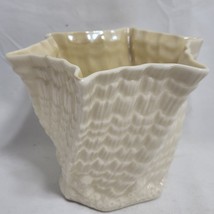 Vintage Belleek Twisted Swirl Shell Vase 3.5&quot; Ireland Porcelain Green Mark - £18.90 GBP