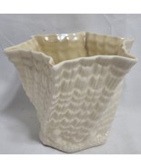 Vintage Belleek Twisted Swirl Shell Vase 3.5&quot; Ireland Porcelain Green Mark - £18.84 GBP
