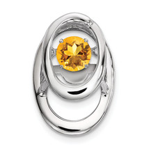 Silver Rhodium Citrine Birthstone Vibrant Chain Slide QBPD32NOV - $53.86