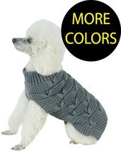 Butterfly Stitched Heavy Cable Knitted Fashion Turtle Neck Pet Dog Sweater - £18.86 GBP