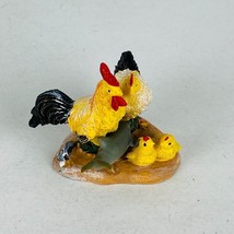 Rooster Hens Chicken Baby Chicks Composite Statue Collectible Bird Figure * - £7.15 GBP