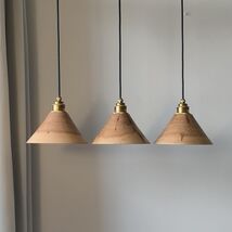 Handmade Oak Wood Pendant Light, Modern Wavy Edge Chandelier, Kitchen Li... - $130.00