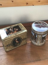 Estate Lot of 2 German &amp; Holland Gilt Dutch Masters Pictures Metal Cooki... - $8.59