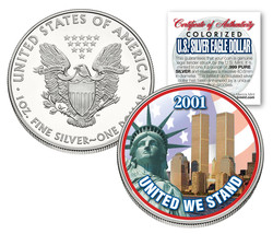 World Trade Center 9/11 American Silver Eagle Dollar 1 Oz Color Coin Design - $84.11