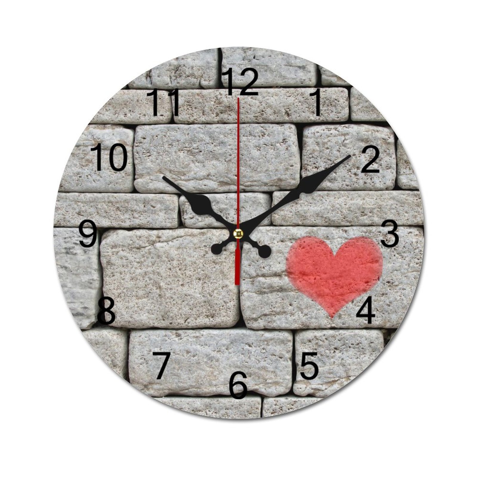 Mondxflaur Vintage Hearts Wall Clock Non-Ticking Sweep Movement for Living Room