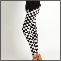 Checkered Black and White Skin Tight Stretch Pants Leggings Sized to Fit You image 2