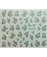 Nail Art 3D Decal Stickers Music Notes Metallic Silver BLE136J - $3.39