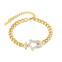 Wind Diamond Embedded Star Bracelet Girls Design High Sense Cuban Link Chain s - £17.05 GBP