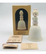 1984 Precious Moments Bell Wishing You a Merry Christmas E-5393 Girl w/ ... - £9.54 GBP