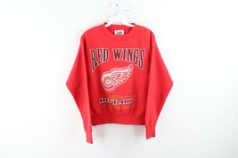 Vtg 90s Boys Medium Detroit Red Wings Hockey Spell Out Crewneck Sweatshirt USA - £23.19 GBP