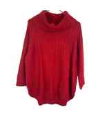 New Directions Long Slv Cowl Neck Cable Chunky Knit Sweater Red Women Sz... - £22.58 GBP