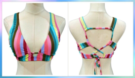 NEW Gibson Latimer Bikini Swim Top Size Small Strappy Multi Color Stripes NWOT - £12.88 GBP