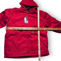 NWT Vintage Leeman Skoops L Red Hooded Canvas Shell Parka JACKET Coat Fu... - $35.99