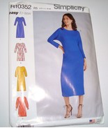 Simplicity R10352 Pull-On Slim Dresses  Sleeves Sz 14-22 UNCUT - €7,69 EUR