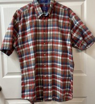 Pendelton  Seaside Shirt Mens Large Red Blue Plaid Button Down Short Sle... - £13.34 GBP