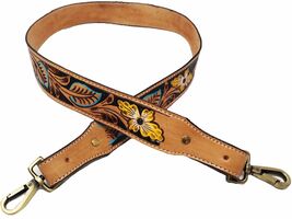 1 1/2&quot; Wide Western Handcrafted Yellow Painted Floral Tooled Full-Grain ... - €33,74 EUR